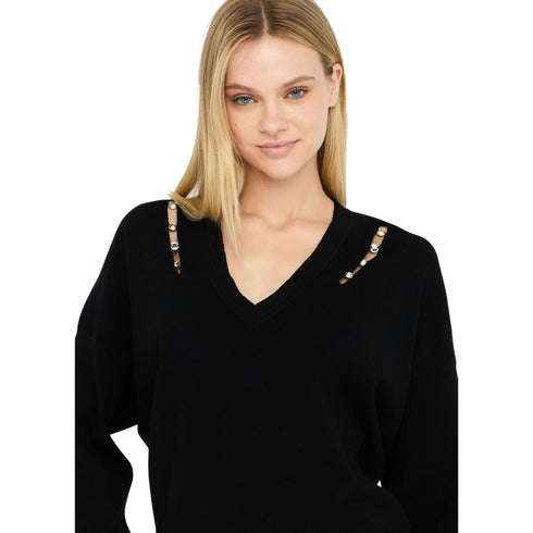 Maglia Donna con scollo a V e cut out